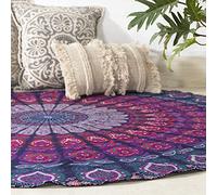 Popular Handicrafts Round Tapestry Indian Mandala Round Beach Throw Wall Hanging Hippie Boho Cotton Round Yoga Bed Sheet 70 Inch Blue Multicolor