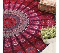 Popular Handicrafts Round Tapestry Wall Hanging Ombre Hippie Mandala Bohemian Hippy Intricate Indian Tapestries Tablecloth 50 Inches (127cm) Purple