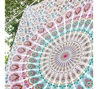 Popular Handicrafts Tapestry Wall Hanging Hippie Mandala Bohemian Hippy Psychedelic Design Indian Indian Magical Tapestries Bedspread 84 x 90 Inches (215cm x 230cm) Red Yellow