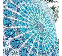 Popular Handicrafts Tapestry Wall Hanging Hippie Mandala Bohemian Hippy Psychedelic Design Indian Peacock Meditation Gypsy Tapestries Bedspread 30 x 40 Inches (76 x 101 cms), Blue