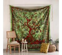 Popular Handicrafts Tree Of Life Hippie Tie dye Psychedelic Tapestry Wall Hanging - Indian Maditation Gypsy Bohemian Hippy Dorm Room Decor Poster Green 81 x 88 Inch (Kp1761)