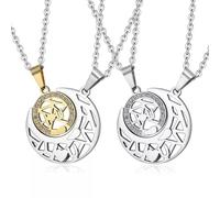 Popular Ins Tide Sun Moon Puzzle Pendant Stainless Steel Necklace Couple Jewelry-Silver Sun