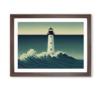 Popular Lighthouse Framed Print | A4 Walnut Framed Wall Art | Ready to Hang | Modern Cityscape Picture | Living Room Bedroom Lounge Office