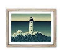 Popular Lighthouse Framed Wall Art Print A2 Oak