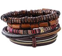 Popular Multi-Layer Leather Bracelet with Vintage Hippy Natural Wood Beaded Rope Braided Bracelet-Cool Leather Bracelet-Bracelet for A Man A Woman Jewelry, other gemstones