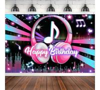 Popular Musical Theme Photography Backdrop Happy Birthday Party Background Kids Adults Birthday Musical DJ Cake Table Decoration 300x200cm