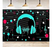 Popular Musical Theme Photography Backdrop Happy Birthday Party Background Kids Adults Birthday Musical DJ Cake Table Decoration 240x180cm