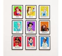Popular Princess Wall Art Prints, Set of 9, A4 Size unframed, Girls princess bedroom wall posters