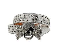 Popular Skull Snaps Buckle Belt For Pants Rhinestones Rivet Studded For Jeans Pants Adult Unisex Waist Accessories Western