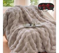 Popular Thickened Plush Nap Blanket, Rabbit Plush & Milk Velvet Cover Blanket, The Bunny Blankets for Women and Adults Soft Fuzzy Faux Fur Throw Comfort Cozy Warm Furry Thick(Grey,60*79in/1.5*2m)