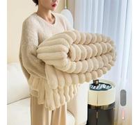 Popular Thickened Rabbit Plush Nap Blanket, Flannel Milk Velvet Cover Blanket, Thick Fluffy Blankets for Adults, Double Sided Super Soft Fleece Throw, Bed, Winter (White, 120 * 200cm)