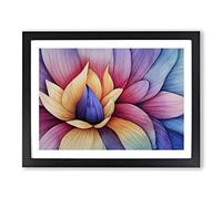 Popular Watercolour Flower Framed Wall Art Print A2 Black