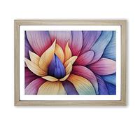 Popular Watercolour Flower Framed Wall Art Print A2 Oak