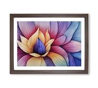 Popular Watercolour Flower Framed Wall Art Print A2 Walnut