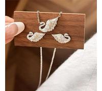 Popular white swan dot diamond brushed craft niche necklace new sense bracelet high-end earrings