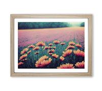 Popular Wildflowers Floral Framed Wall Art Print A2 Oak