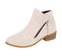 Popular women's boots, fashionable snow boots with round toe, robust sole for optimal comfort, stylish design, White, 7 UK
