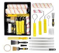 PopuLike 20 Pcs Paint Roller Set with 1.5m Telescopic Pole, DIY Painting Kit with Extension Pole, Paint Tray, 9 inch & 4 inch Rollers for Painting, Small Paint Roller & Brush for Walls & Ceilings