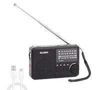 PopuLike Portable Radio AM FM SW with Bluetooth 5.0, 700mAh Li-ion Battery Dual Power and USB TF Card Music Player, Compact Radios Mains and Battery for Home Camping and Emergency