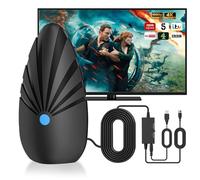 PopuLike TV Ariel with 360° Signal, TV Antenna with 900+ Miles Range Reception for Indoor and Outdoor, Indoor Aerial with USB Powered, 5M Cable Compatible All TVs