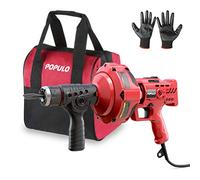 POPULO Electric Draina Auger,120V AC Drain Auger Equipment with 23 FT Cable,Suitable for Sinks,Sewers,Bathrooms,Toilets and Showers. Automatic Electric Snake Cleaner is Suitable for 3/4"-2" Pipes