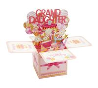 Popup Card Great Birthday Gifts Granddaughter Adult Kid, 3D Box Foldable with Note Card and Envelope Balloon Decoration Celebration from Grandma Grandpa