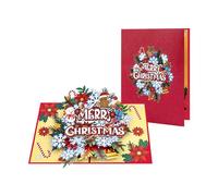 Popup Christmas Card with Snowflake Florals Includes Envelope Festive Greeting for Holiday Decoration Christmas