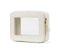 Popvibe Clear Makeup Bag Travel Cosmetic Case Transparent Toiletry Bag with Zipper, Portable Make Up Organizer Traveling Compact Car Bag for Essentials, White, M, Medium Moda