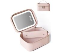 Popvibe Cosmetic Case with lighted Mirror, Pink