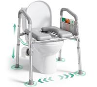 PopWise Raised Toilet Seat with Handles Adjustable Height & Width, 500 lb