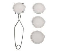 POQAX Semicircular Crucible with Whip Tongs Handle 2A, Small Ceramic Moulds Bowl Dish, Crucible Cup 5pcs
