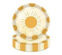 Poqirzan 30PCS Boho Sun Plates First Trip Around the Sun Birthday Decorations 9 Inch Boho Sun Plates Bohemian Hippie Sunshine Birthday Party Supplies Paper Food Trays Boho Sun Baby Shower Decorations