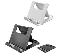 POQOD 2 Pack Cell Phone Stand, Foldable Phone Holder for Desk Compatible with Phone 15 14 13 12 11 Pro Xs Xs Max Xr X 8, Nintendo Switch, All Phones, Black & White