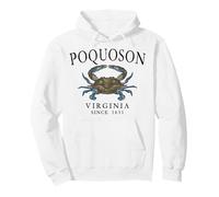 Poquoson Virginia Blue Crab Since 1631 Black Letters Pullover Hoodie