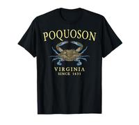 Poquoson Virginia Blue Crab Since 1631 Yellow Letters T-Shirt