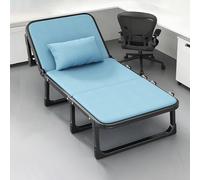 Por Folding Bed with Foam MattressSturdy Metal e Single Guest Bed Foldable Sofa Bed for Camping & Home Use Supports 150KG Blue Color