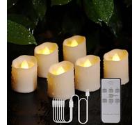 Porashine Rechargeable Tea Lights Pack of 6 LED Candles Flickering Warm White/RGB with Remote Control Timer USB Cable 3D Flameless for Home Room Table Halloween Christmas Decoration (6 Warm White)