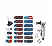 Poratble Mini 1/4 Air Angle Die Grinder 90 Degree Pneumatic Grinding Polisher Mill Engraving Machine with Sanding Discs Tool Kit(with 80pcs)