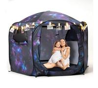 PORAYHUT Kids Pop up Play Tent with Clip String Lights Hexagonal House with Removable Thick Sleeping mat Floor Indoors Space Tent for 3-4 Person Night Dream & Birthday Gifts (Galaxy)