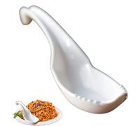 Porcelain Asian Soup Spoons - 6.5 Inch Safe Harmless servingSpoons, Porridge Dumpling Noodle Wonton Soup | Hot Pot Meal Utensil, Bowl Tool, Pho Dinner Service, Communal Dining Presentation