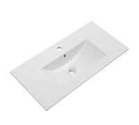 Porcelain Bathroom Sink Rectangular 81cm x 46cm White Matt Finish Made of Earthenware