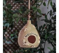 Porcelain Bird House Easy To Hang Garden Decoration (Cream)