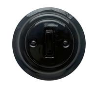 Porcelain Black Rocker Light Switch - 1-Gang, 2-Way Flush Mounted Ceramic Wall Switch, Vintage Slim Design, CE Certified, Retro Cottage Style