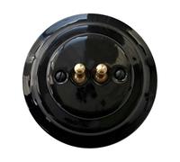 Porcelain Black Toggle Light Switch - 2-Gang, 2-Way Flush Mounted Ceramic Wall Switch, Vintage Cottage Style with Bronze Toggles, CE Certified