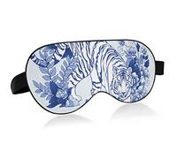 Porcelain Blue Tiger Floral Sleep Eye Mask, Sleeping Mask & Blindfold with Elastic Headband Soft Comfort Eyeshade Sleep Cover for Travel Yoga Nap