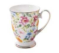 Porcelain Bone China Tea Mug, 300ml Large Capacity Ceramic Breakfast Water Cup Floral Mug, Classic Breakfast Cup Euro Style Art Tea Cup Coffee Mug for Breakfast Home Kitchen