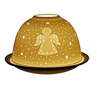 Porcelain Candle Holder in a Twinkling Angel Design Christmas-themed Tealight Holder | Handcrafted | Dome-shaped | Unglazed Finish in White