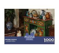 Porcelain Cat Wooden Jigsaw Puzzle Waterproof 1000 Piece Puzzles for Adults Fun Challenging Games