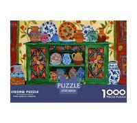 Porcelain Cat Wooden Jigsaw Puzzle Waterproof 1000 Piece Puzzles for Adults Gifts Challenging And Brainteasing Educational Games