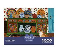 Porcelain Cat Wooden Jigsaw Puzzle Waterproof 1000 Piece Puzzles for Adults Impossible Educational Games